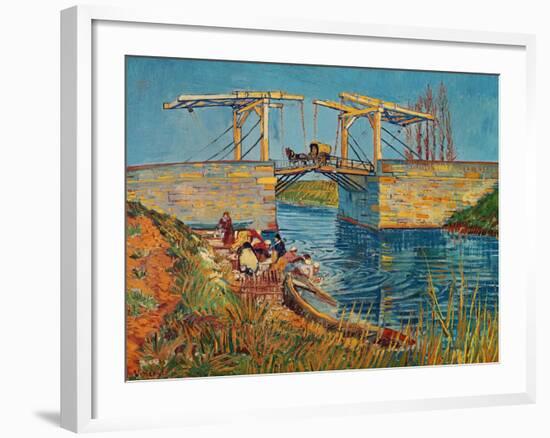 The Drawbridge at Arles with a Group of Washerwomen, c.1888-Vincent van Gogh-Framed Giclee Print