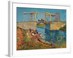 The Drawbridge at Arles with a Group of Washerwomen, c.1888-Vincent van Gogh-Framed Giclee Print