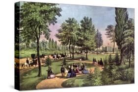 The Drive, Central Park, 1862-Currier & Ives-Stretched Canvas