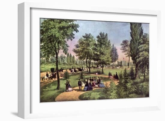 The Drive, Central Park, 1862-Currier & Ives-Framed Giclee Print