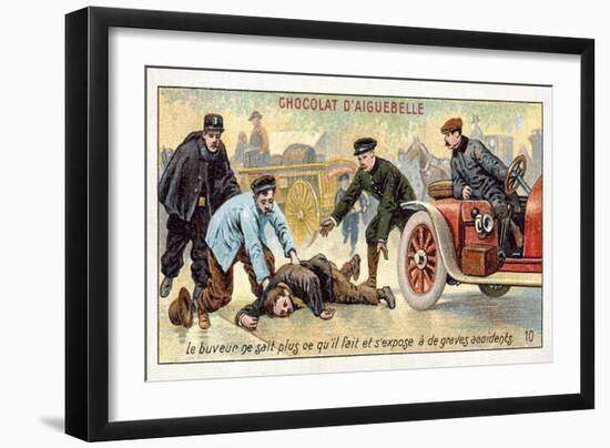 The Drunkard Does Not Know What He Is Doing and Exposes Himself to the Risk of Serious Accidents-null-Framed Giclee Print