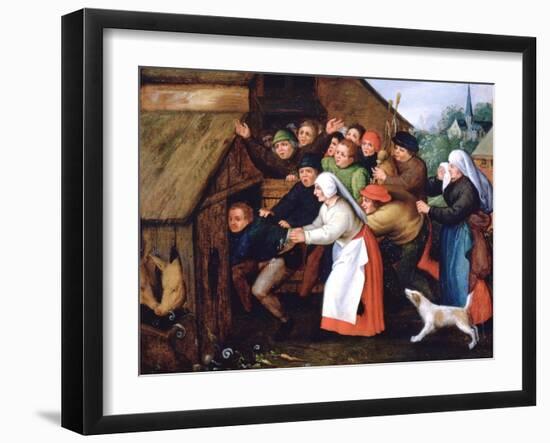 The Drunkard Pushed into the Pigsty, 1564-1638-Pieter Brueghel the Younger-Framed Giclee Print