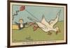 The Duck is Playing with a Kite,1936 (Illustration)-Benjamin Rabier-Framed Giclee Print