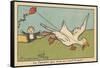The Duck is Playing with a Kite,1936 (Illustration)-Benjamin Rabier-Framed Stretched Canvas