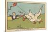 The Duck is Playing with a Kite,1936 (Illustration)-Benjamin Rabier-Stretched Canvas