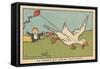 The Duck is Playing with a Kite,1936 (Illustration)-Benjamin Rabier-Framed Stretched Canvas