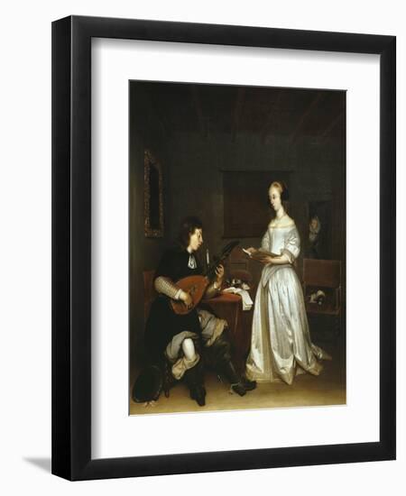 The Duet, Singer and Theorbo Lute Player, 1669-Gerard ter Borch-Framed Giclee Print