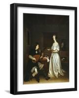 The Duet, Singer and Theorbo Lute Player, 1669-Gerard ter Borch-Framed Giclee Print