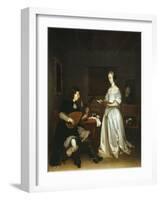 The Duet, Singer and Theorbo Lute Player, 1669-Gerard ter Borch-Framed Giclee Print