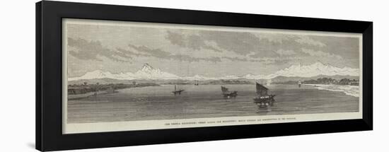 The Duffla Expedition, Ferry across the Mahanuddy, Mount Everest and Kinchinjunga in the Distance-null-Framed Giclee Print