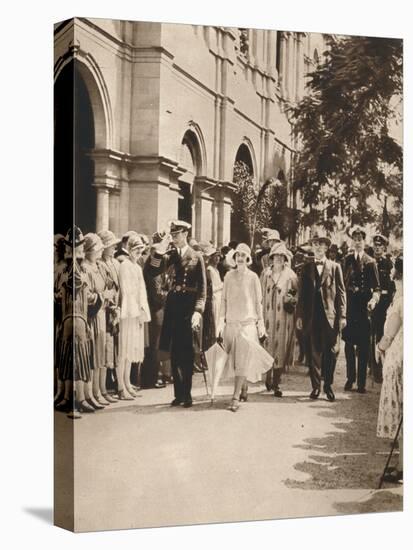 The Duke and Duchess of York and Queen Elizabeth Leaving a Reception in Brisbane, 1927-null-Stretched Canvas