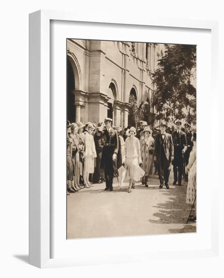 The Duke and Duchess of York and Queen Elizabeth Leaving a Reception in Brisbane, 1927-null-Framed Photographic Print