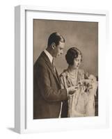 The Duke and Duchess of York at the Christening of Princess Elizabeth, 1926-null-Framed Photographic Print