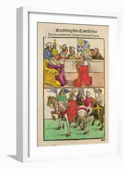 The Duke of Bayern Receives His Feudal Rights from the Emperor at the Council of Constance-Ulrich Von Richental-Framed Giclee Print