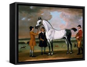 The Duke of Bolton's 'starling' with a Jockey and Groom at Newmarket, 1734-Thomas Spencer-Framed Stretched Canvas