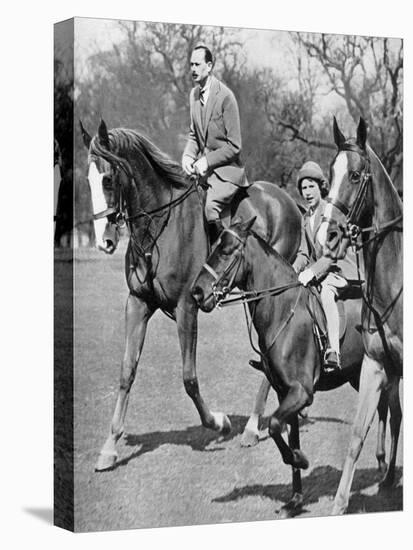 The Duke of Gloucester Riding with Princess Elizabeth in Windsor Great Park, C1936-null-Stretched Canvas