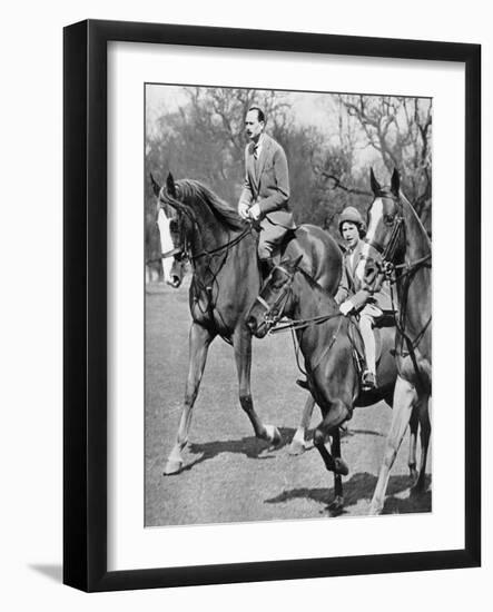 The Duke of Gloucester Riding with Princess Elizabeth in Windsor Great Park, C1936-null-Framed Giclee Print