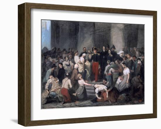 The Duke of Orleans ..During the Cholera Epidemic, C1830-Alfred Johannot-Framed Giclee Print