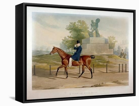 The Duke of Wellington Riding Past the Achilles Statue in Hyde Park, London, 1844-John Harris-Framed Stretched Canvas