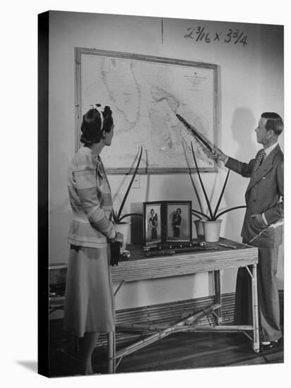 The Duke of Windsor Showing His Wife an Island on the Map-David Scherman-Stretched Canvas