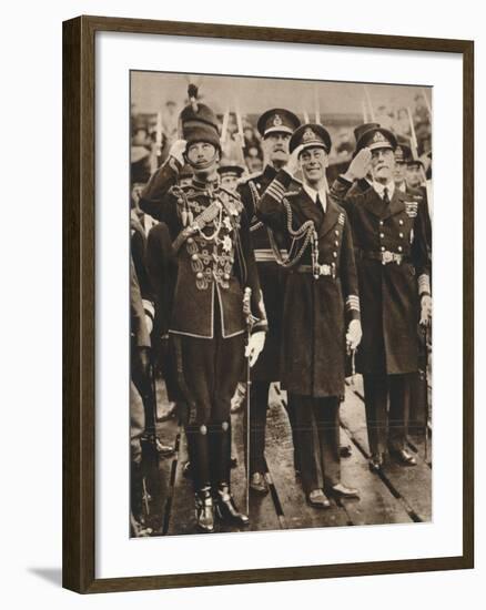 The Duke of York and Prince Henry Welcoming the Prince of Wales at Portsmouth, 1925-null-Framed Photographic Print