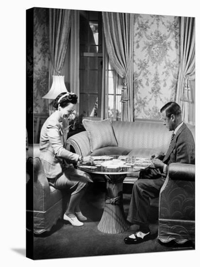 The Duke Windsor and His Wife, Playing a Card Game in Their Home-David Scherman-Stretched Canvas