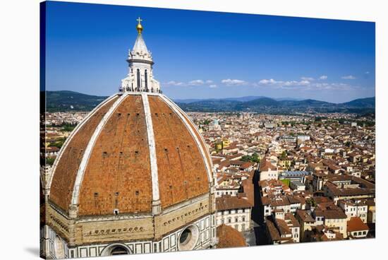 The Duomo dome and rooftops from Giotto's Bell Tower, Florence, Tuscany, Italy-Russ Bishop-Stretched Canvas