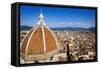 The Duomo dome and rooftops from Giotto's Bell Tower, Florence, Tuscany, Italy-Russ Bishop-Framed Stretched Canvas