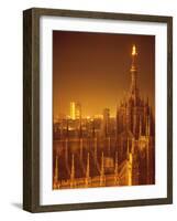 The Duomo Topped by an Illuminated Statue of the "Madonnina", Milan, Italy-Ralph Crane-Framed Photographic Print