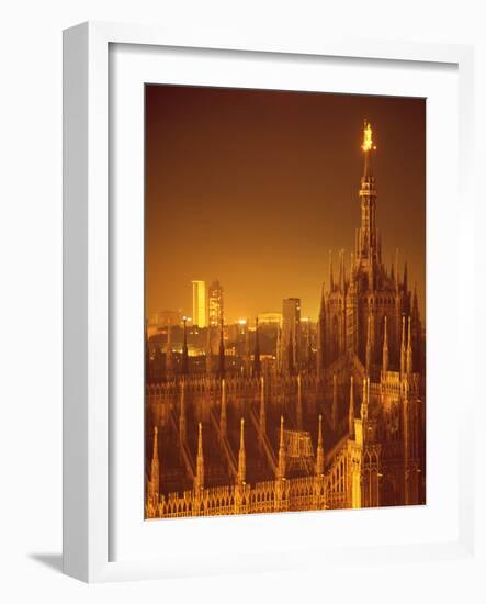 The Duomo Topped by an Illuminated Statue of the "Madonnina", Milan, Italy-Ralph Crane-Framed Photographic Print
