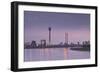 The Dusseldorf Skyline at Dusk, Dusseldorf, North Rhine-Westphalia, Germany, Europe-Julian Elliott-Framed Photographic Print