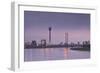 The Dusseldorf Skyline at Dusk, Dusseldorf, North Rhine-Westphalia, Germany, Europe-Julian Elliott-Framed Photographic Print