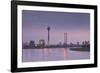 The Dusseldorf Skyline at Dusk, Dusseldorf, North Rhine-Westphalia, Germany, Europe-Julian Elliott-Framed Photographic Print