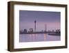 The Dusseldorf Skyline at Dusk, Dusseldorf, North Rhine-Westphalia, Germany, Europe-Julian Elliott-Framed Photographic Print