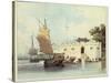 The Dutch Folly Fort off Canton-George Chinnery-Stretched Canvas