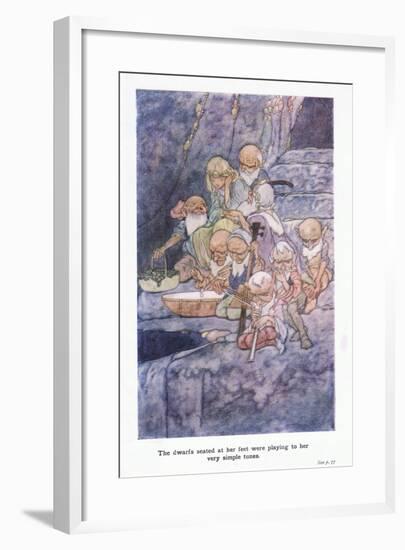 The Dwarfs Seated at Her Feet Were Playing to Her Very Simple Tunes-Charles Robinson-Framed Giclee Print