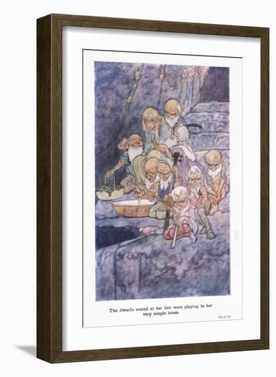 The Dwarfs Seated at Her Feet Were Playing to Her Very Simple Tunes-Charles Robinson-Framed Giclee Print