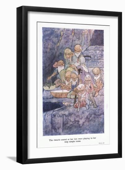 The Dwarfs Seated at Her Feet Were Playing to Her Very Simple Tunes-Charles Robinson-Framed Giclee Print