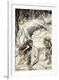 The dwarves quarrelling over the body of Fafner', 1924-Arthur Rackham-Framed Giclee Print