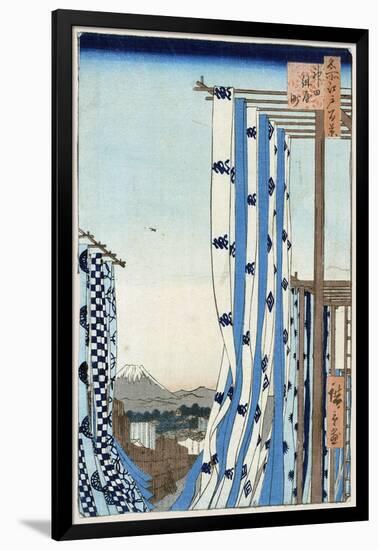 The Dyers' District in Kanda (One Hundred Famous Views of Ed), 1856-1858-Utagawa Hiroshige-Framed Giclee Print