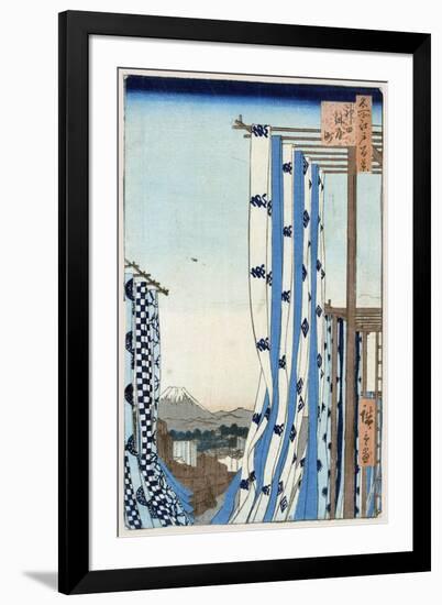 The Dyers' District in Kanda (One Hundred Famous Views of Ed), 1856-1858-Utagawa Hiroshige-Framed Giclee Print