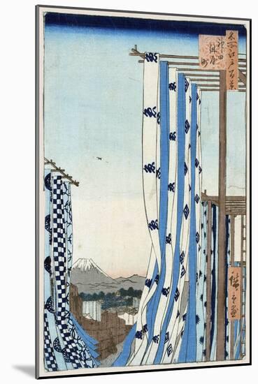 The Dyers' District in Kanda (One Hundred Famous Views of Ed), 1856-1858-Utagawa Hiroshige-Mounted Giclee Print