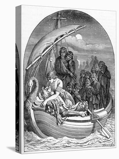 The Dying King Arthur Is Carried Away to Avalon on a Magical Ship with Three Queens, 1901-Dalziel Brothers-Stretched Canvas
