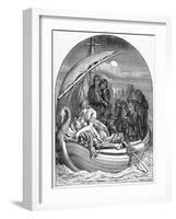 The Dying King Arthur Is Carried Away to Avalon on a Magical Ship with Three Queens, 1901-Dalziel Brothers-Framed Giclee Print