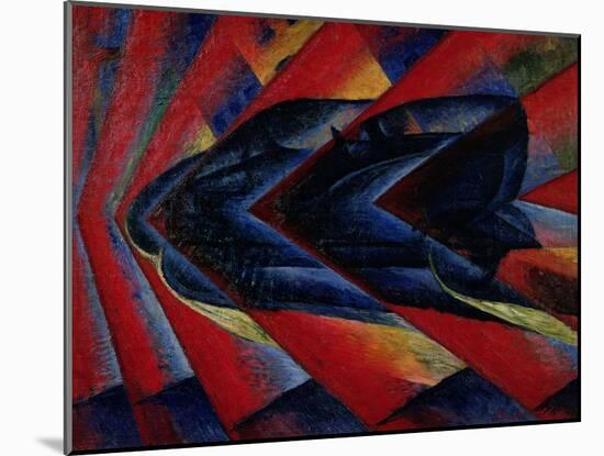 The Dynamism of an Automobile, 1911 (Oil on Canvas)-Luigi Russolo-Mounted Giclee Print