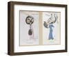 The Eagle Owl Fur Hat" and "The Crane Hat," Cartoon Fashion Plates, 1910-Xavier Sager-Framed Giclee Print