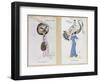 The Eagle Owl Fur Hat" and "The Crane Hat," Cartoon Fashion Plates, 1910-Xavier Sager-Framed Giclee Print