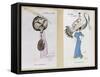 The Eagle Owl Fur Hat" and "The Crane Hat," Cartoon Fashion Plates, 1910-Xavier Sager-Framed Stretched Canvas