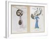 The Eagle Owl Fur Hat" and "The Crane Hat," Cartoon Fashion Plates, 1910-Xavier Sager-Framed Giclee Print