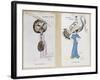The Eagle Owl Fur Hat" and "The Crane Hat," Cartoon Fashion Plates, 1910-Xavier Sager-Framed Giclee Print